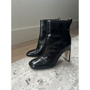$595 Rag & Bone Ellis Patent Leather Ankle Boots Black Booties Size 37